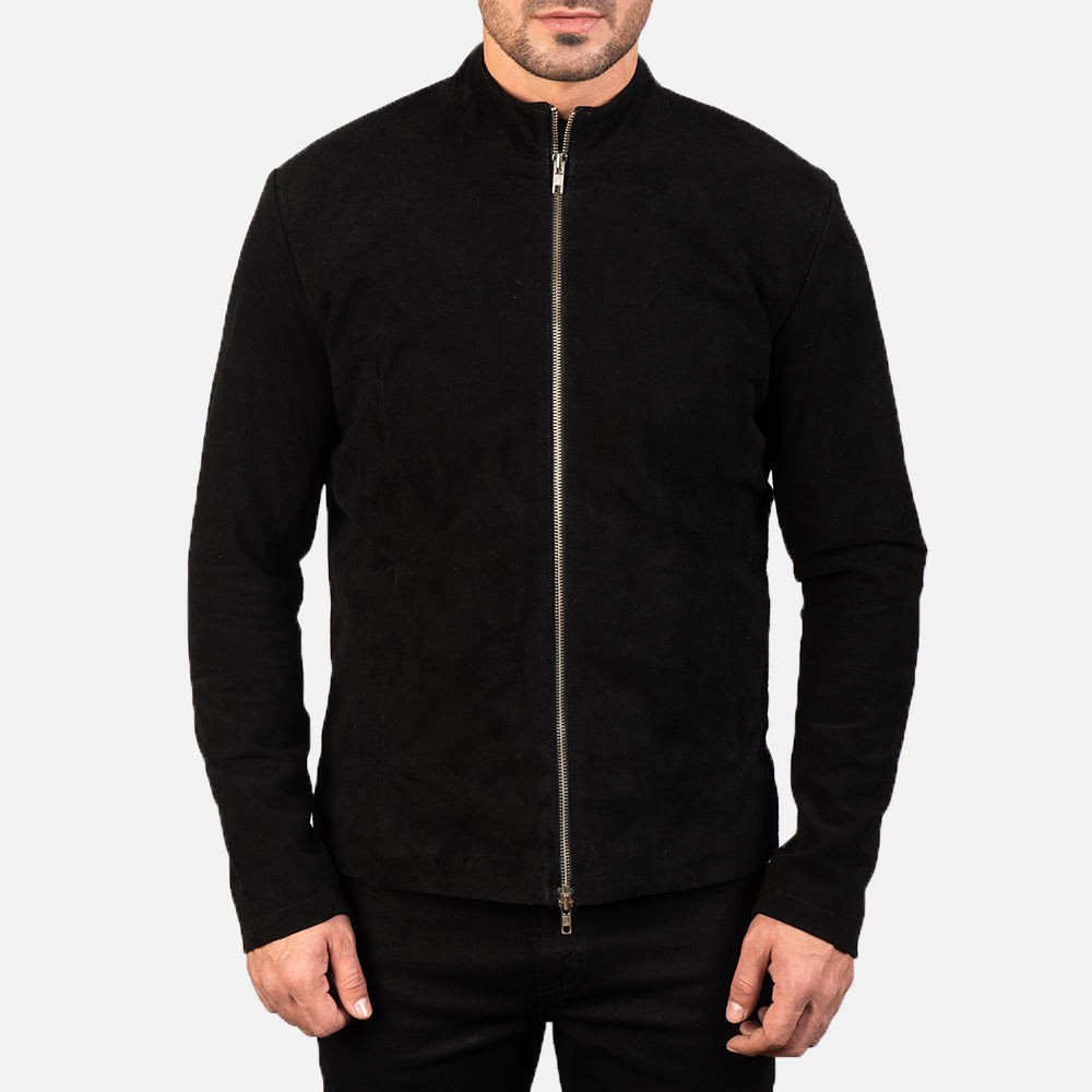 Charcoal Black Suede Biker Jacket - image 4