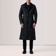 Charlton Black Leather Single Breasted Coat - image 2
