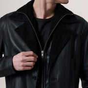 Charlton Black Leather Single Breasted Coat - image 6