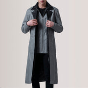 Charlton Grey Leather Single Breasted Coat - image 1