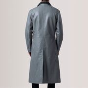 Charlton Grey Leather Single Breasted Coat - image 4