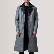 Charlton Grey Leather Single Breasted Coat - image 5