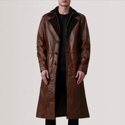 Charlton Waxed Brown Leather Single Breasted Coat - image 1