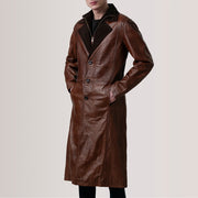 Charlton Waxed Brown Leather Single Breasted Coat - image 3
