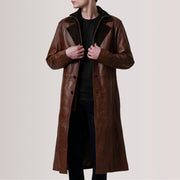 Charlton Waxed Brown Leather Single Breasted Coat - image 5