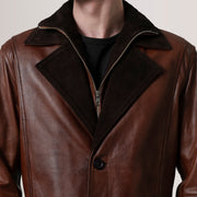 Charlton Waxed Brown Leather Single Breasted Coat - image 6