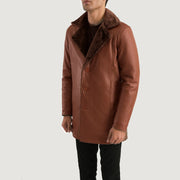 Cinnamon Brown Leather Fur Coat - image 2