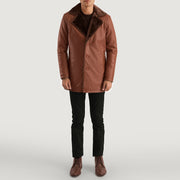 Cinnamon Brown Leather Fur Coat - image 3