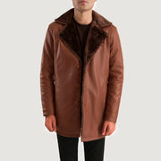 Cinnamon Brown Leather Fur Coat - image 4