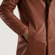 Cinnamon Brown Leather Fur Coat - image 6