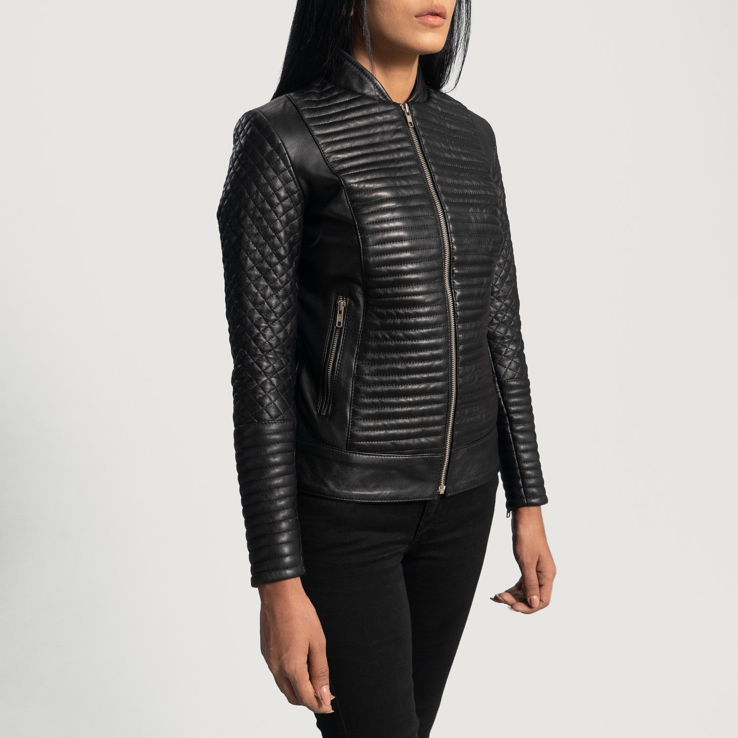 Cityscape Black Leather Biker Jacket - image 2