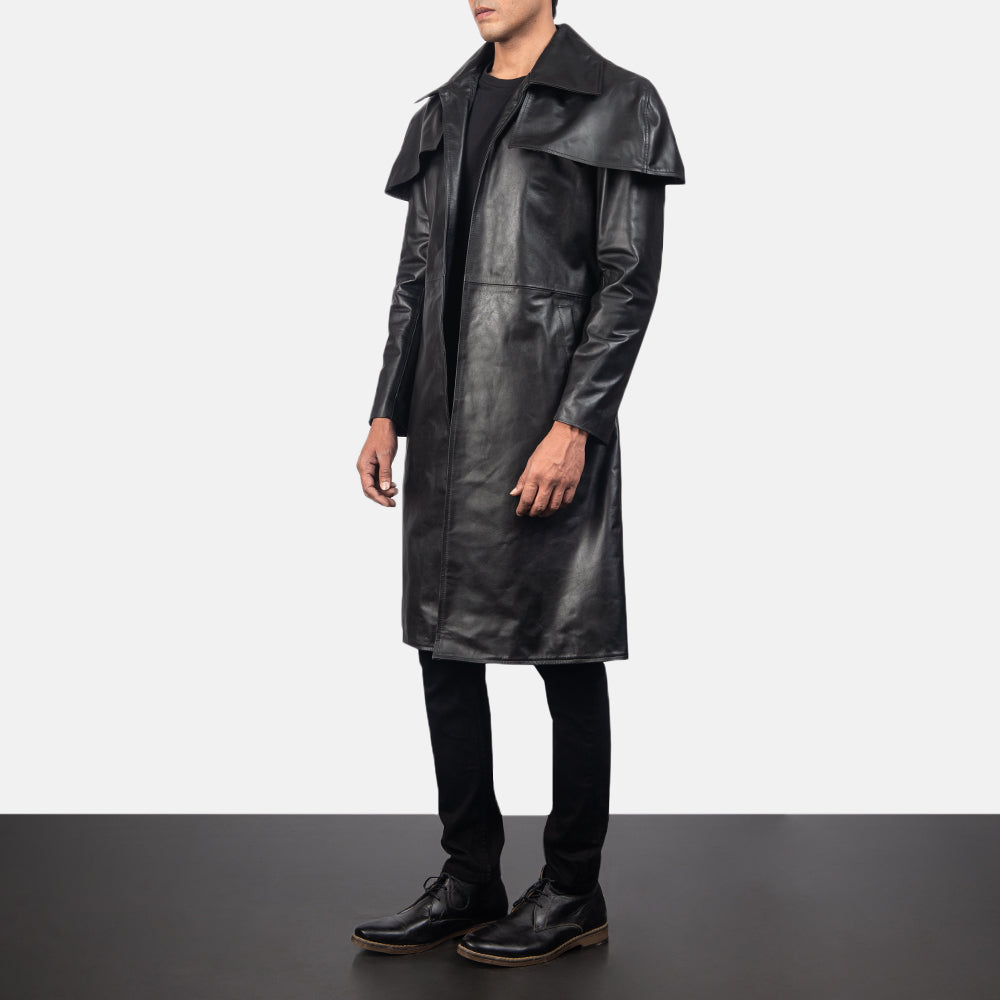 Classic Black Leather Duster - image 2