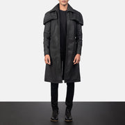 Classic Distressed Black Leather Duster - image 6