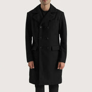 Claud Black Wool Double Breasted Coat - image 1