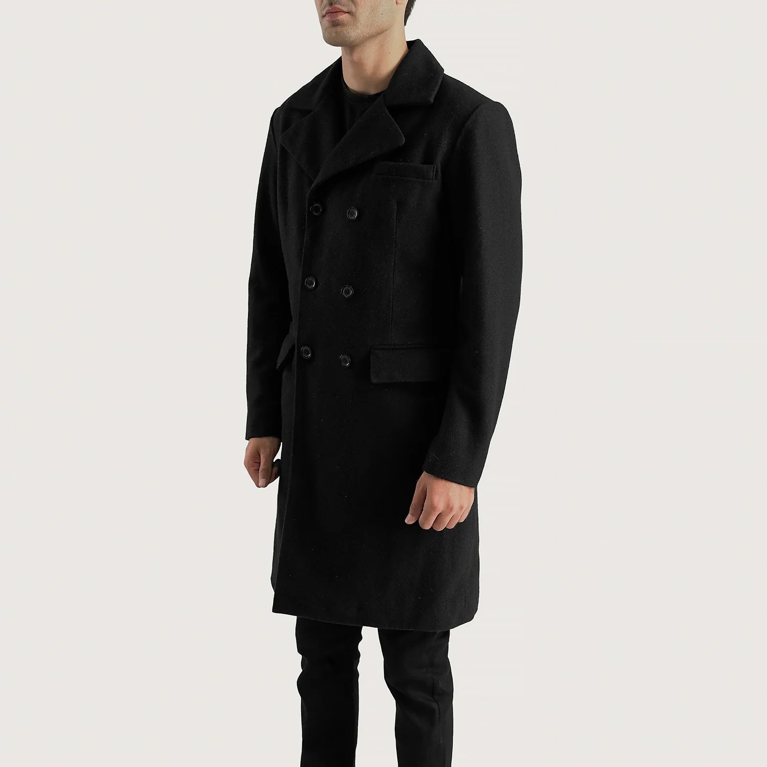 Claud Black Wool Double Breasted Coat - image 2
