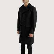 Claud Black Wool Double Breasted Coat - image 2
