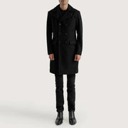 Claud Black Wool Double Breasted Coat - image 3