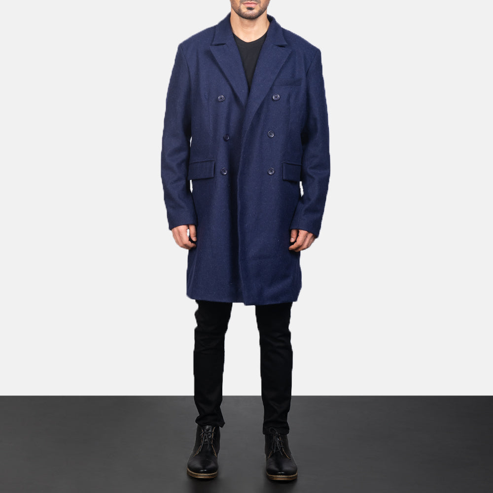 Claud Blue Wool Double Breasted Coat - image 1