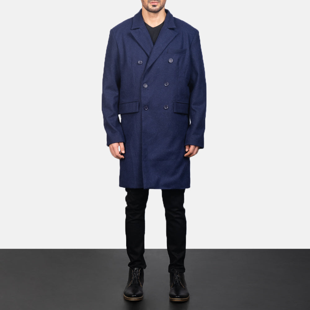 Claud Blue Wool Double Breasted Coat - image 3