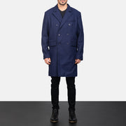 Claud Blue Wool Double Breasted Coat - image 3