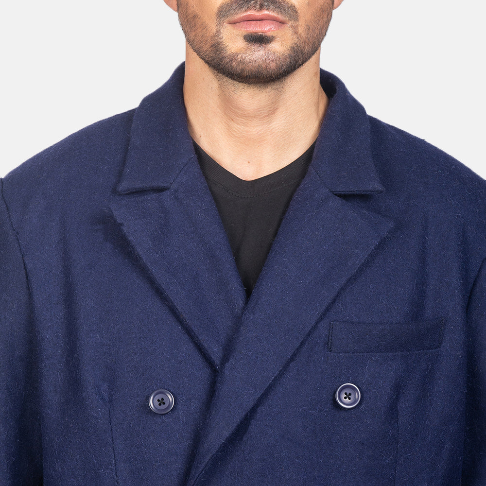 Claud Blue Wool Double Breasted Coat - image 4