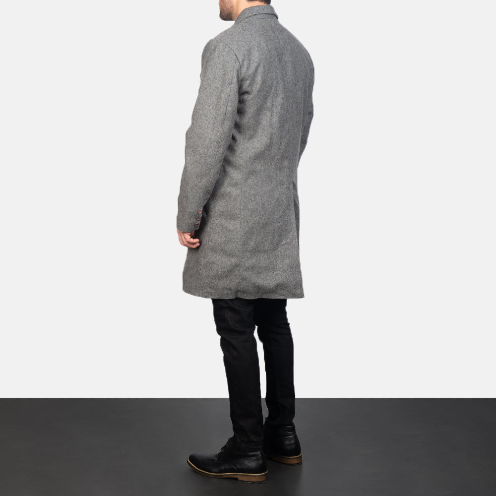 Claud Grey Wool Double Breasted Coat - image 4