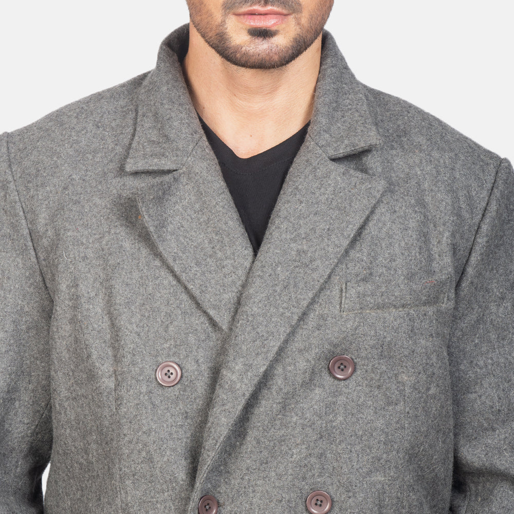 Claud Grey Wool Double Breasted Coat - image 6
