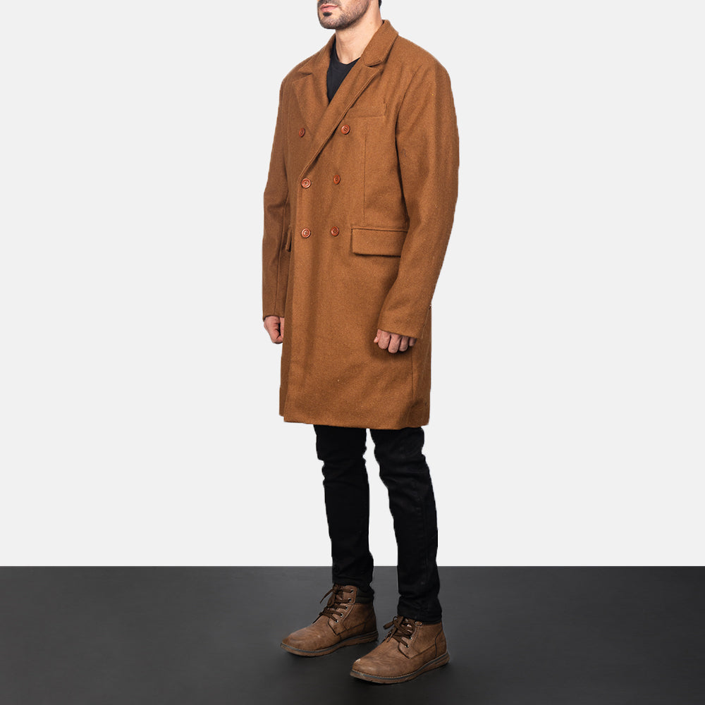 Claud Khaki Wool Double Breasted Coat - image 2