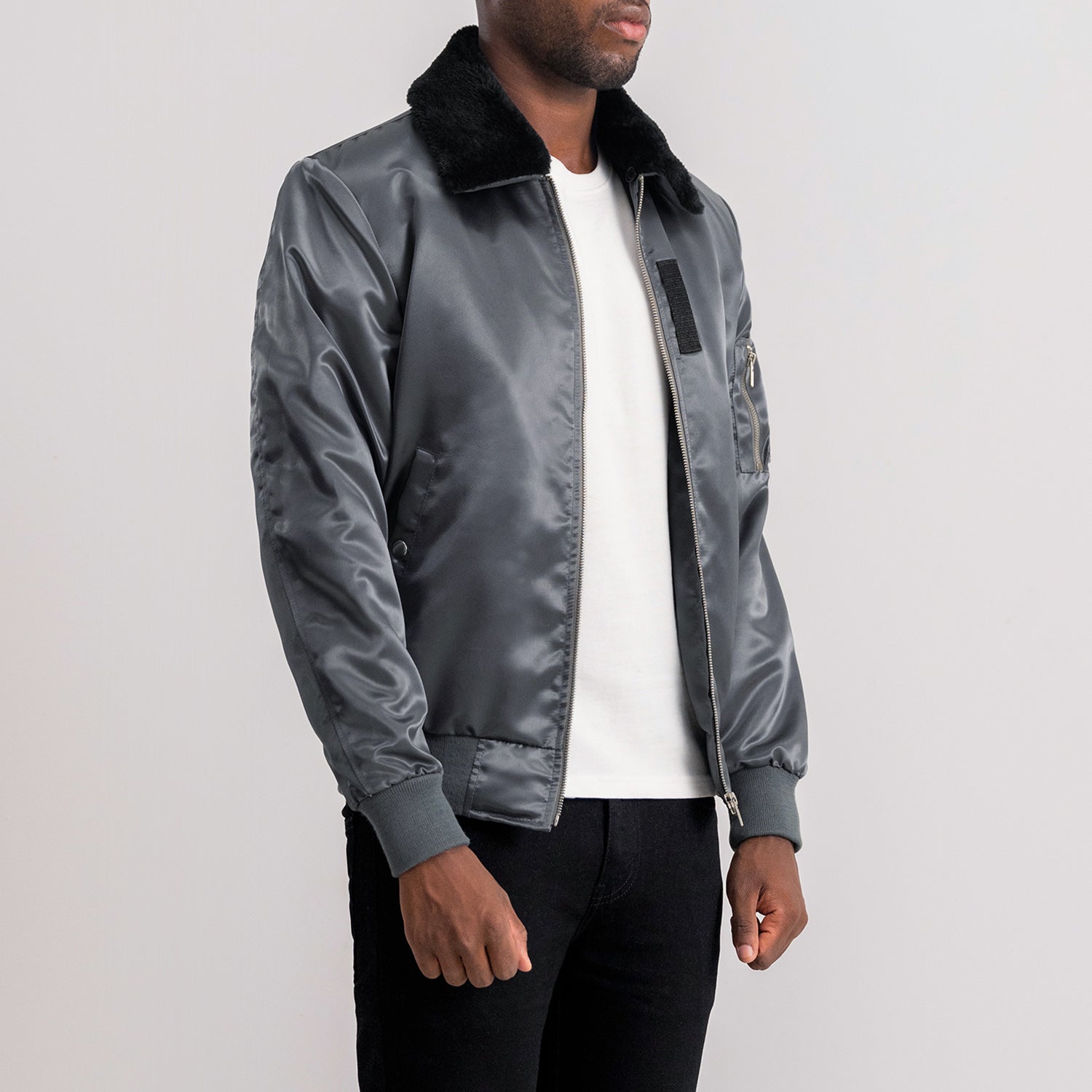 Clyde B-15 Grey Bomber Jacket - image 2