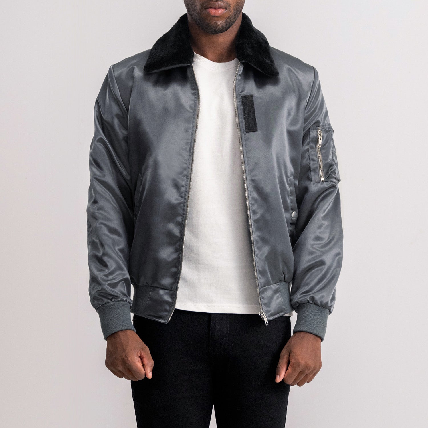 Clyde B-15 Grey Bomber Jacket - image 3