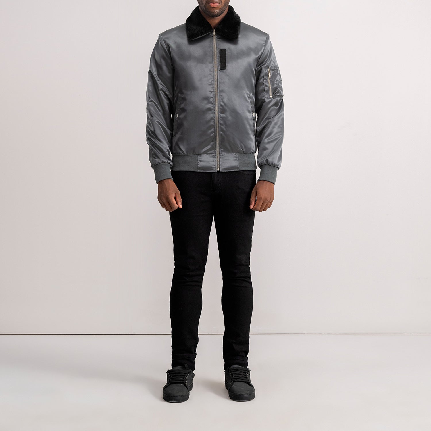 Clyde B-15 Grey Bomber Jacket - image 4