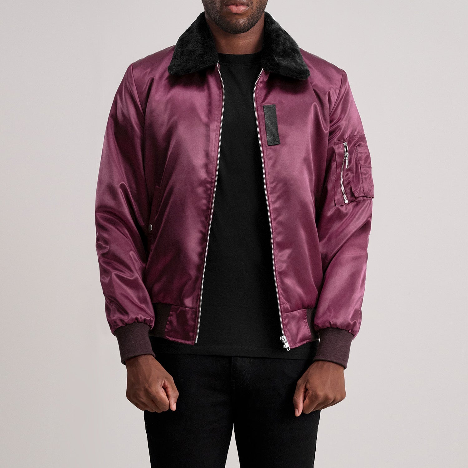 Clyde B-15 Maroon Bomber Jacket - image 3