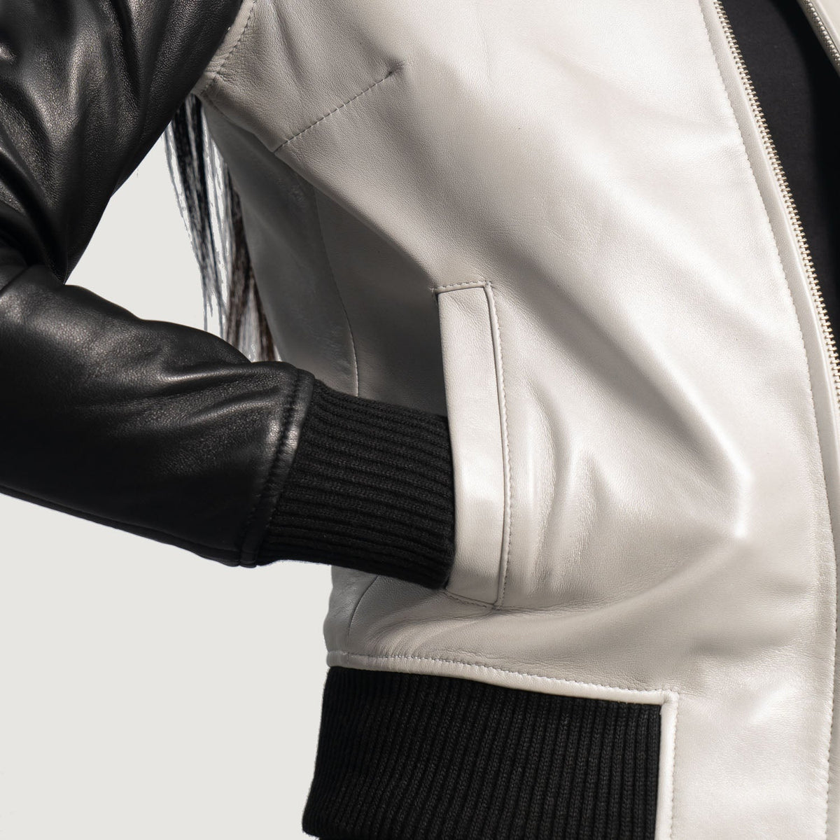 Authentic Sheepskin Leather with Aniline Finish Grain Texture & Heavy-Duty Seam Stitching Detail