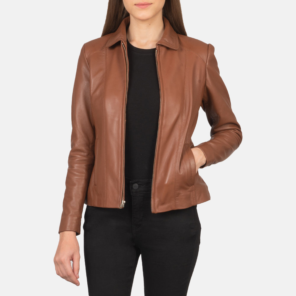 Colette Brown Leather Jacket - image 1