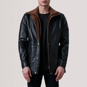 Authentic Sheepskin Leather with Semi-aniline Finish Grain Texture & Heavy-Duty Seam Stitching Detail