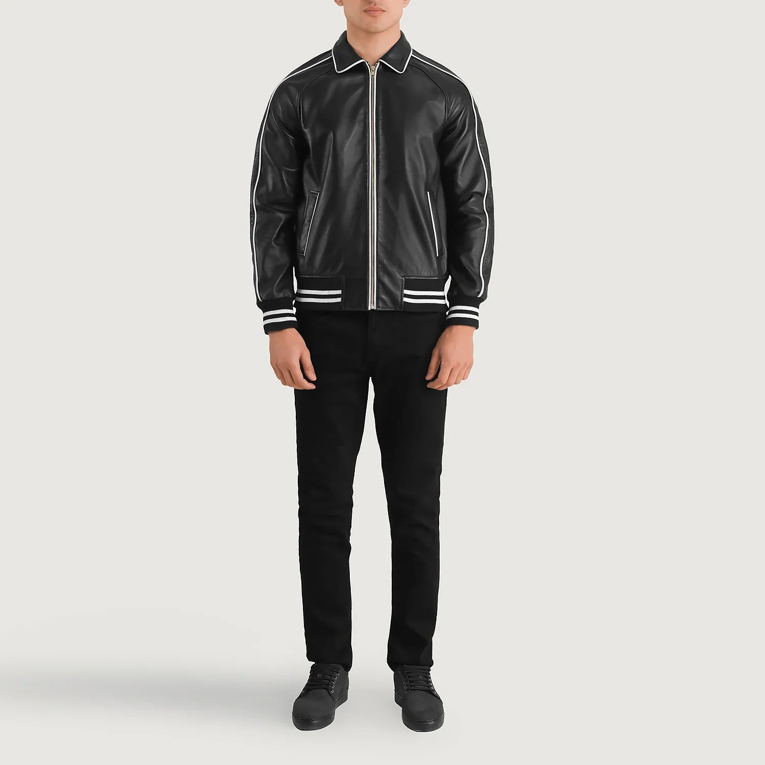 Cooper Black Leather Varsity Jacket - image 3