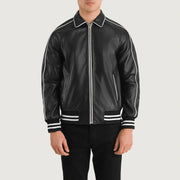 Cooper Black Leather Varsity Jacket - image 4