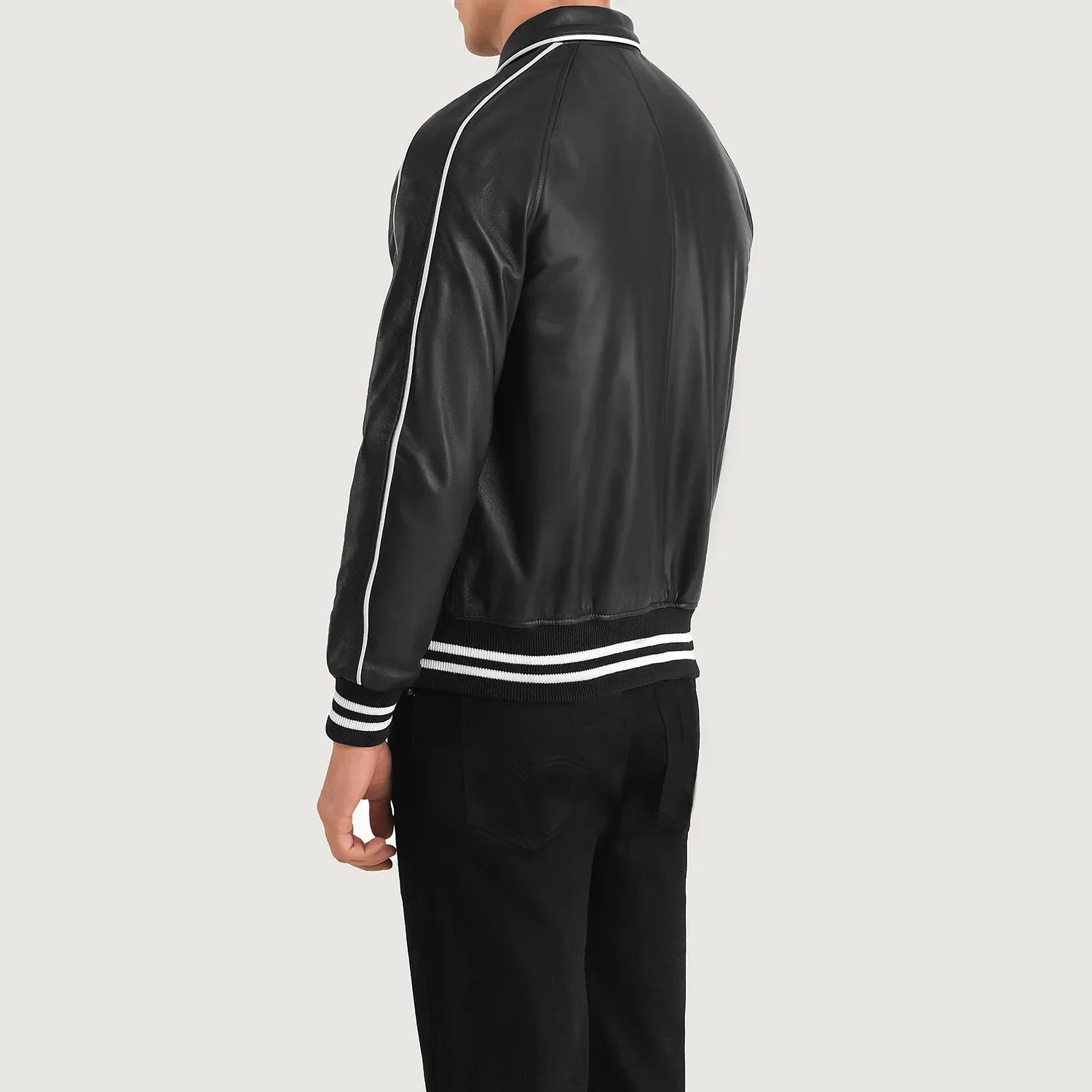 Cooper Black Leather Varsity Jacket - image 5
