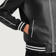 Cooper Black Leather Varsity Jacket - image 6