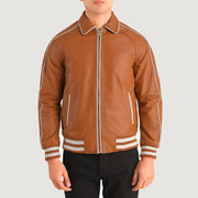 Cooper Tan Brown Leather Varsity Jacket - image 4