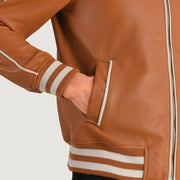 Cooper Tan Brown Leather Varsity Jacket - image 6