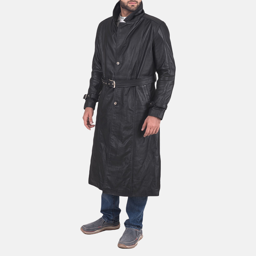 Daniel Black Leather Trench Coat - image 2