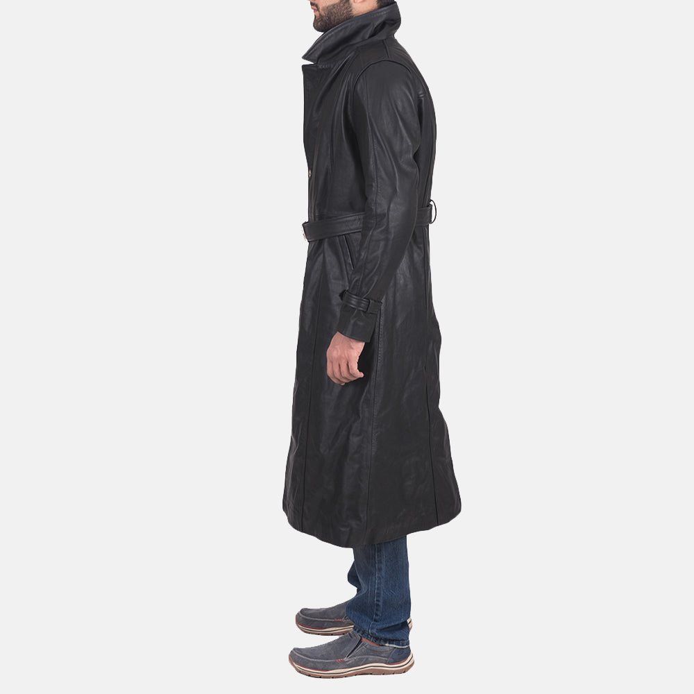 Daniel Black Leather Trench Coat - image 3