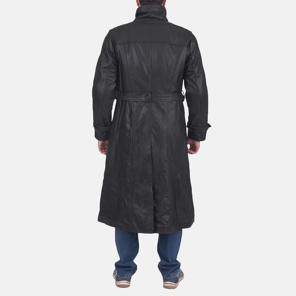 Daniel Black Leather Trench Coat - image 4