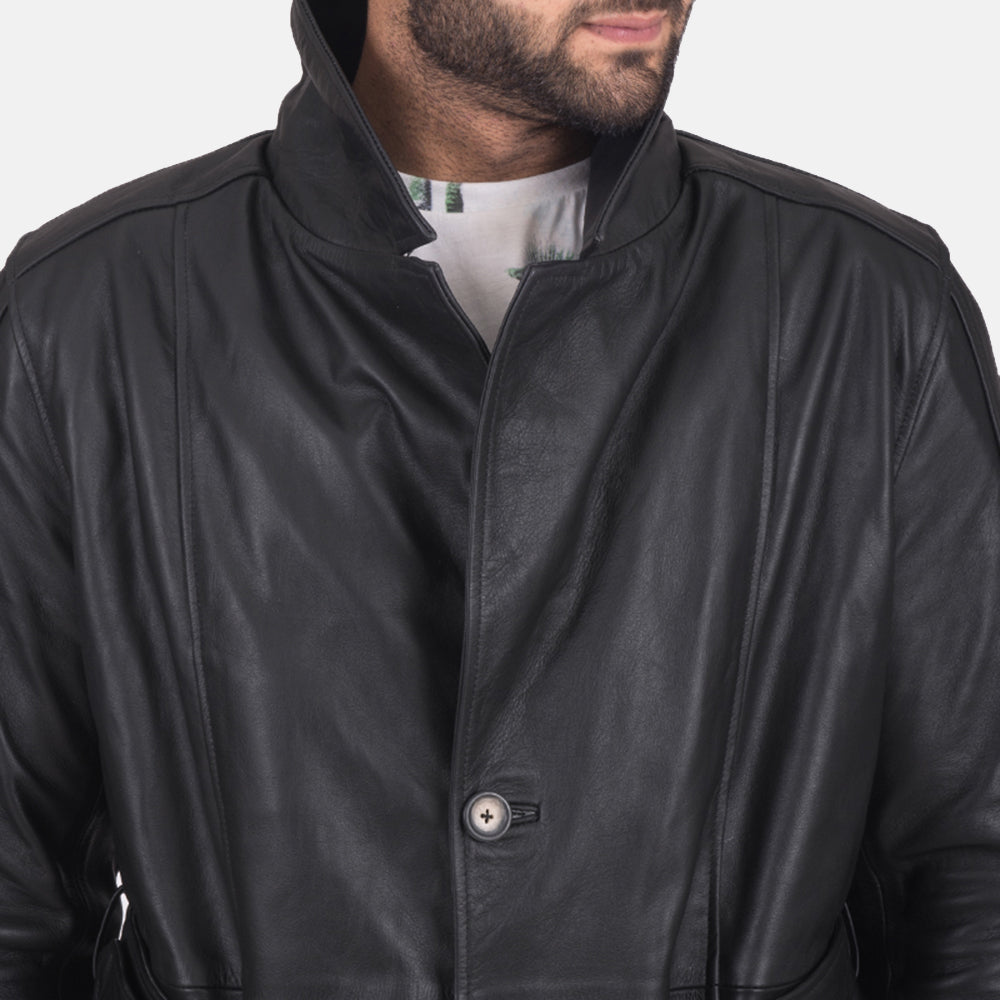 Daniel Black Leather Trench Coat - image 5