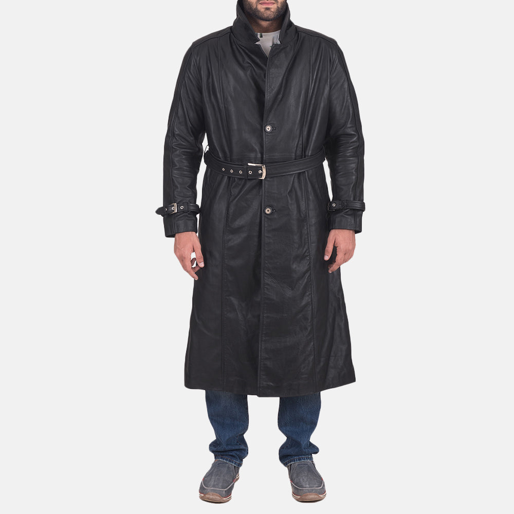 Daniel Black Leather Trench Coat - image 6