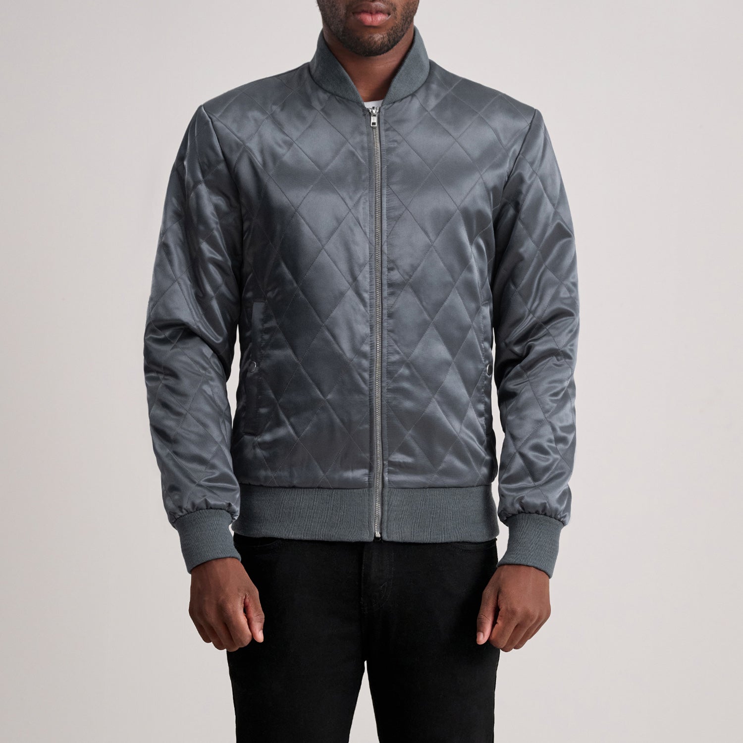 Danson Quilted Grey Varsity Jacket - image 1