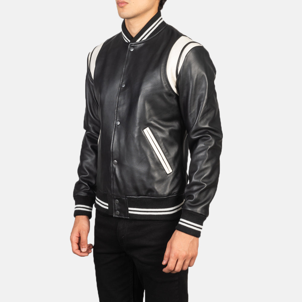 Dantee Black Leather Varsity Jacket – alternate product view 2
