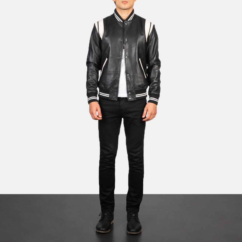 Dantee Black Leather Varsity Jacket – alternate product view 3