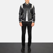 Dantee Black Leather Varsity Jacket – alternate product view 3